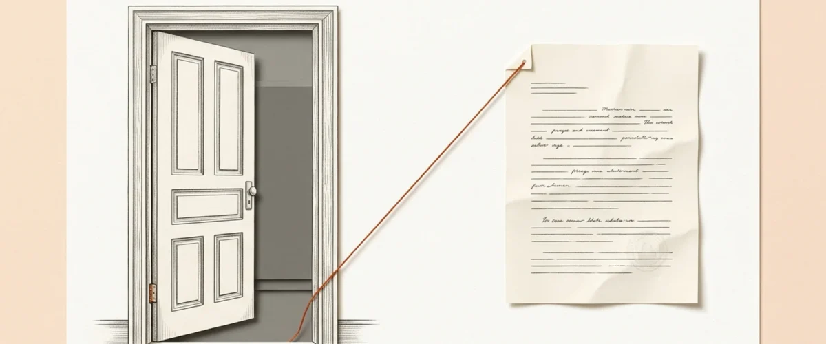 Editorial illustration connecting a classroom doorway to a report sheet.