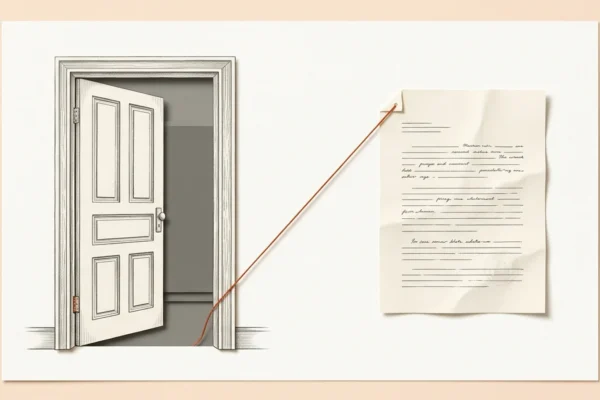 Editorial illustration connecting a classroom doorway to a report sheet.
