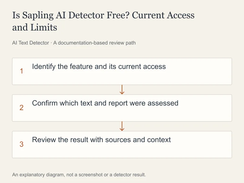 Is Sapling AI Detector Free? Current Access and Limits: Identify the feature and its current access; Confirm which text and report were assessed; Review the result with sources and context